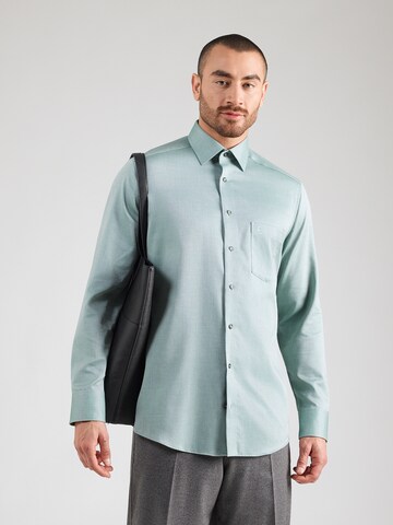 OLYMP Средняя посадка Деловая рубашка в Зеленый: спереди