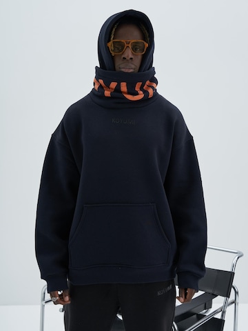Koyumi Sweatshirt 'Oversize Hoodie mit hohem Kragen – Schwerer 3-Faden Stoff - Break your Neck' in Blue