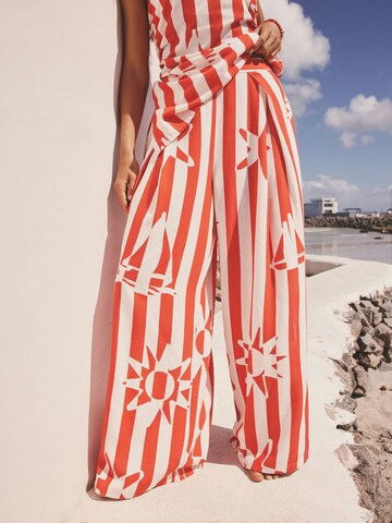 Next - Pierna ancha Pantalón plisado en rojo: frente