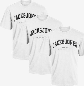 JACK & JONES Shirt 'Caleb Varsity' in Weiß: Vorderseite