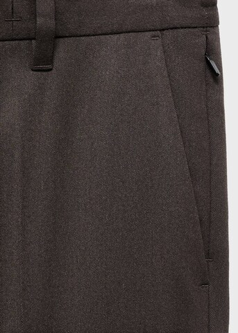 MANGO MAN Slim fit Pleat-Front Pants 'Murlo' in Brown