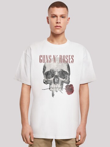 F4NT4STIC Shirt 'Guns 'n' Roses Flower Skull Rock Musik Band' in Wit: voorkant
