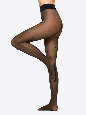 Nur Die Fijne panty ' Warm & Transparent Innenplüsch Prints ' in Zwart