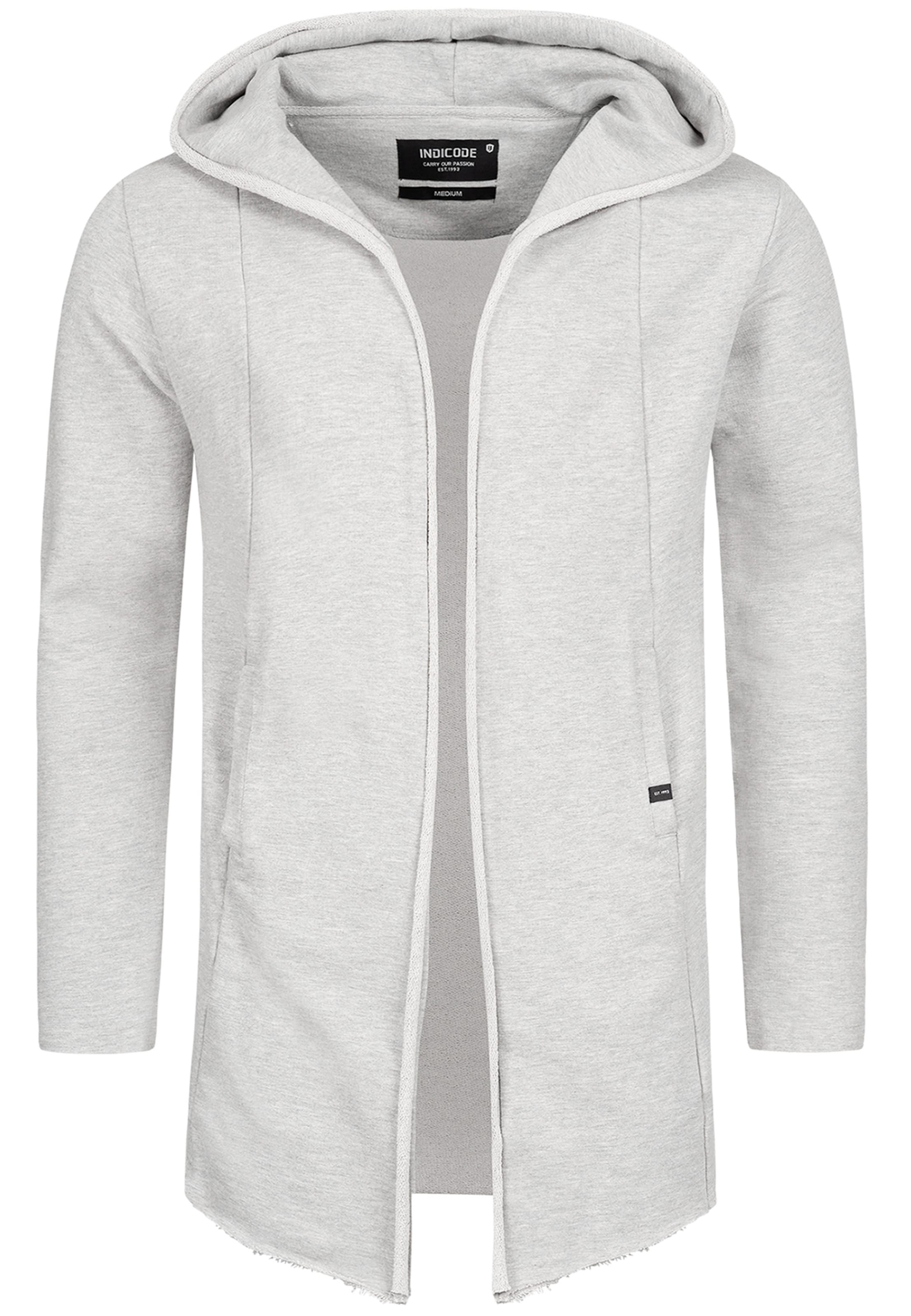 INDICODE JEANS Zip-Up Hoodie 'Brekstad' in Grey: front