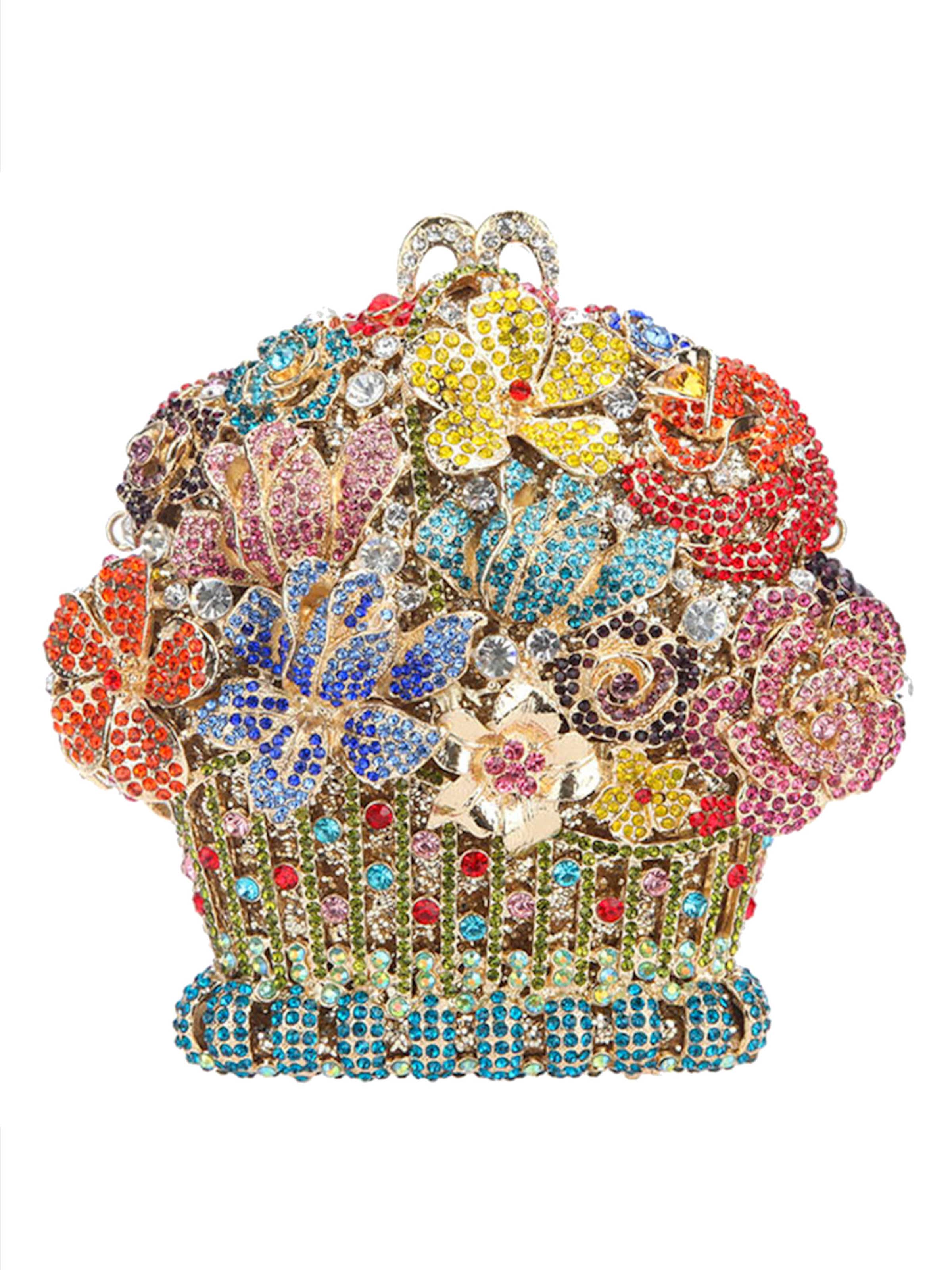 Tomshop24-7 Clutch 'Blumen-Korb' in Gold: front