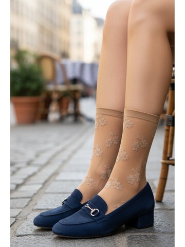 Calzino 'FIORELLA floral sheer socks' di Sokisahtel in beige: frontale