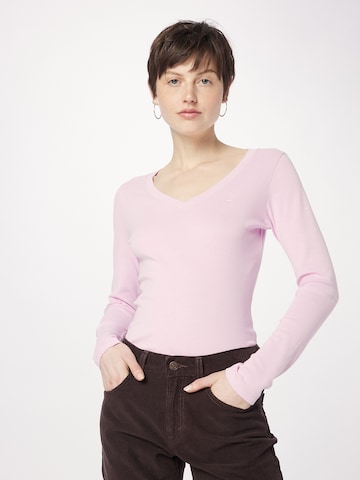 LEVI'S ® Тениска 'Long Sleeve V-Neck Baby Tee' в розово: отпред