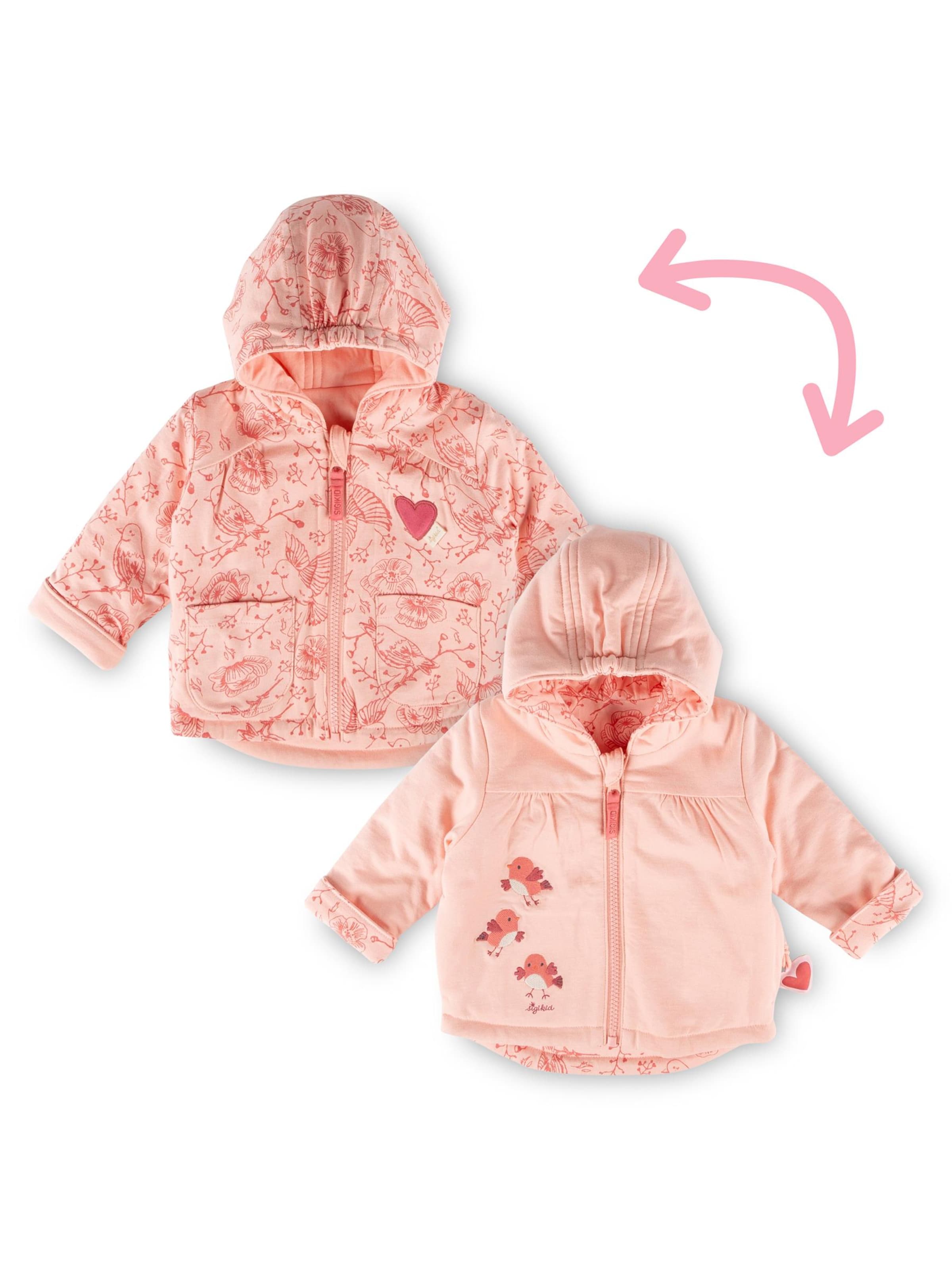 SIGIKID Between-Season Jacket 'Wendejacke wattiert Pink Birds' in Pink: front