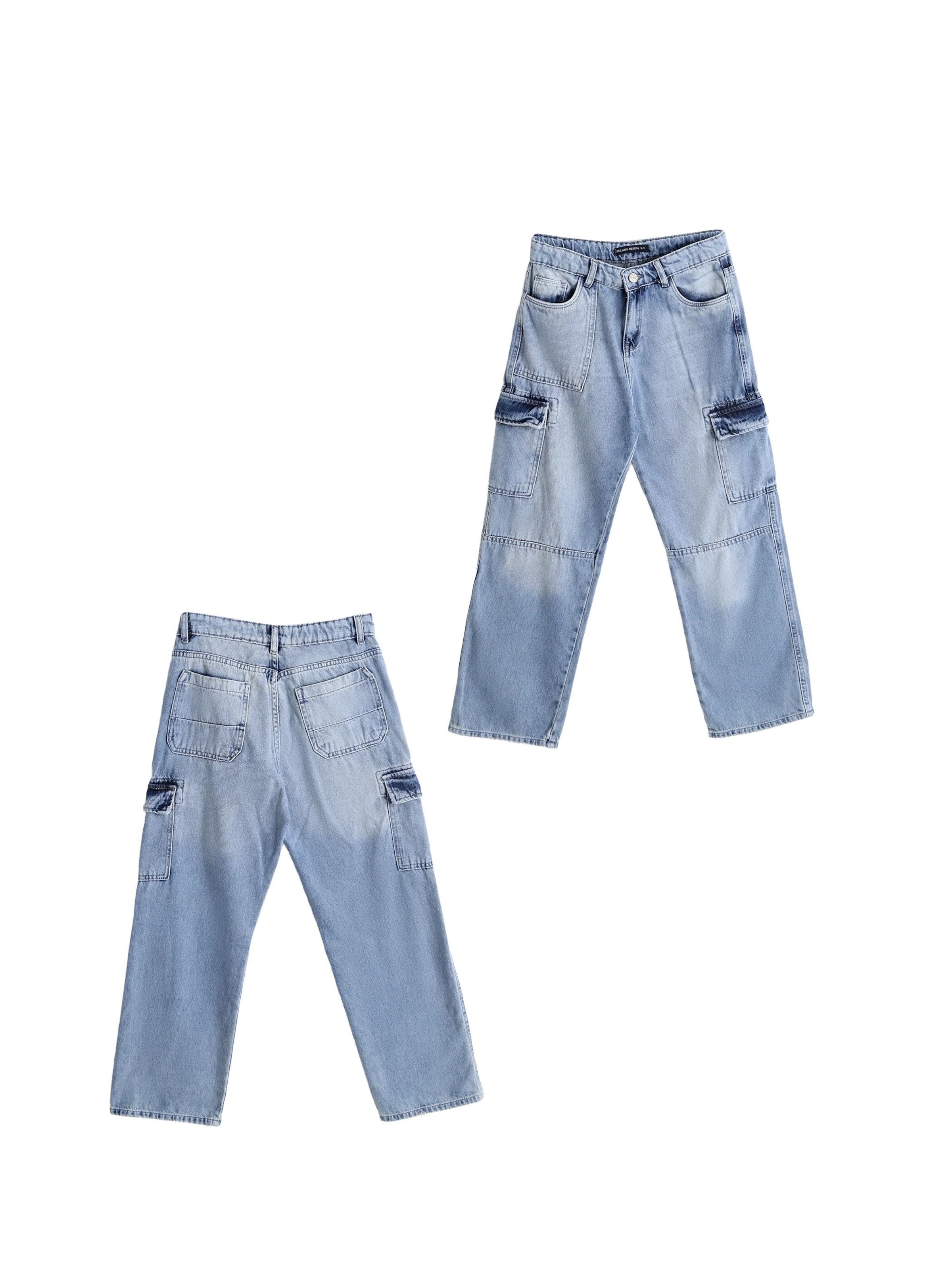 Solang Regular Hose Baggy-Look mit Cargotaschen in Blau: Vorderseite