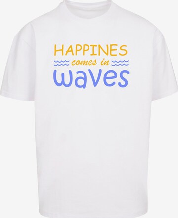 Maglietta 'Summer - Happines comes in waves' di Merchcode in bianco: frontale