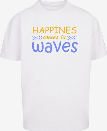 Merchcode Shirt 'Summer - Happines comes in waves' in Wit: voorkant