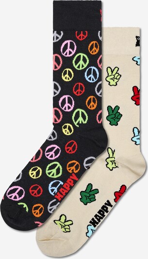 Happy Socks Sockor 'Peace' i kräm / grön / eldröd / svart, Produktvy