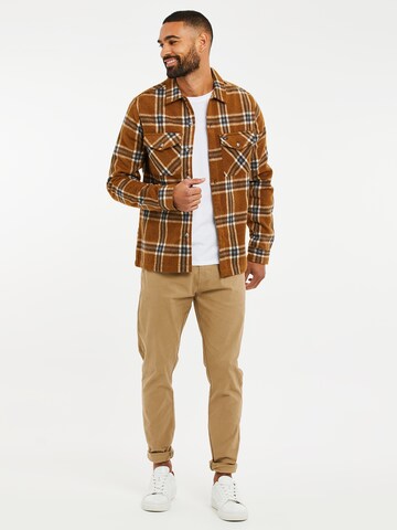 Threadbare Regular fit Button Up Shirt 'Saint Christopher' in Brown