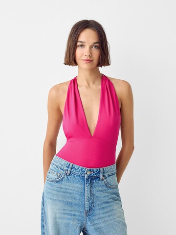 Body a maglietta di Bershka in rosa: frontale