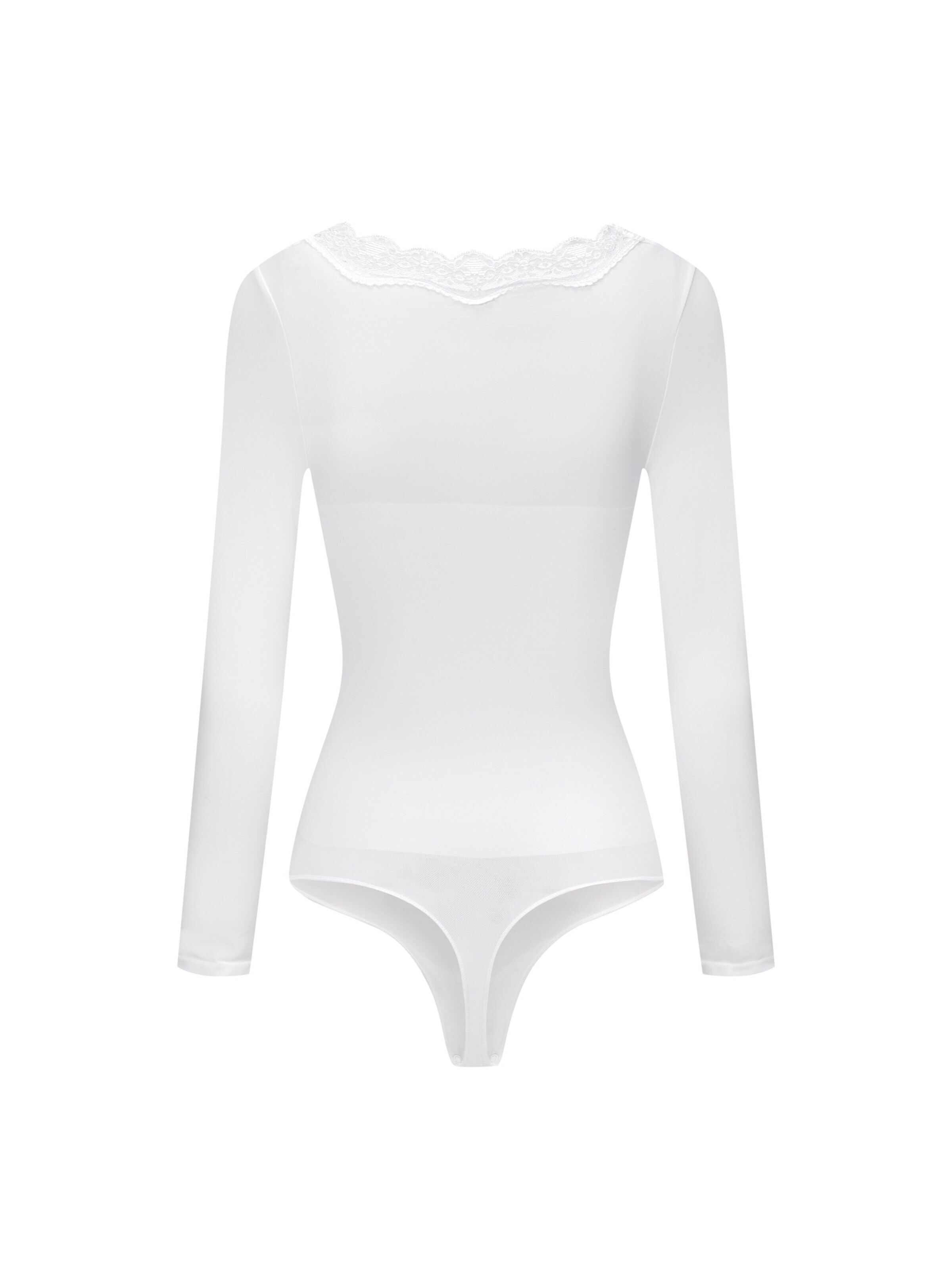 cfab - Body modelador 'Lace Bodysuit Sculpting Shapewear Longsleeve mit String' em branco