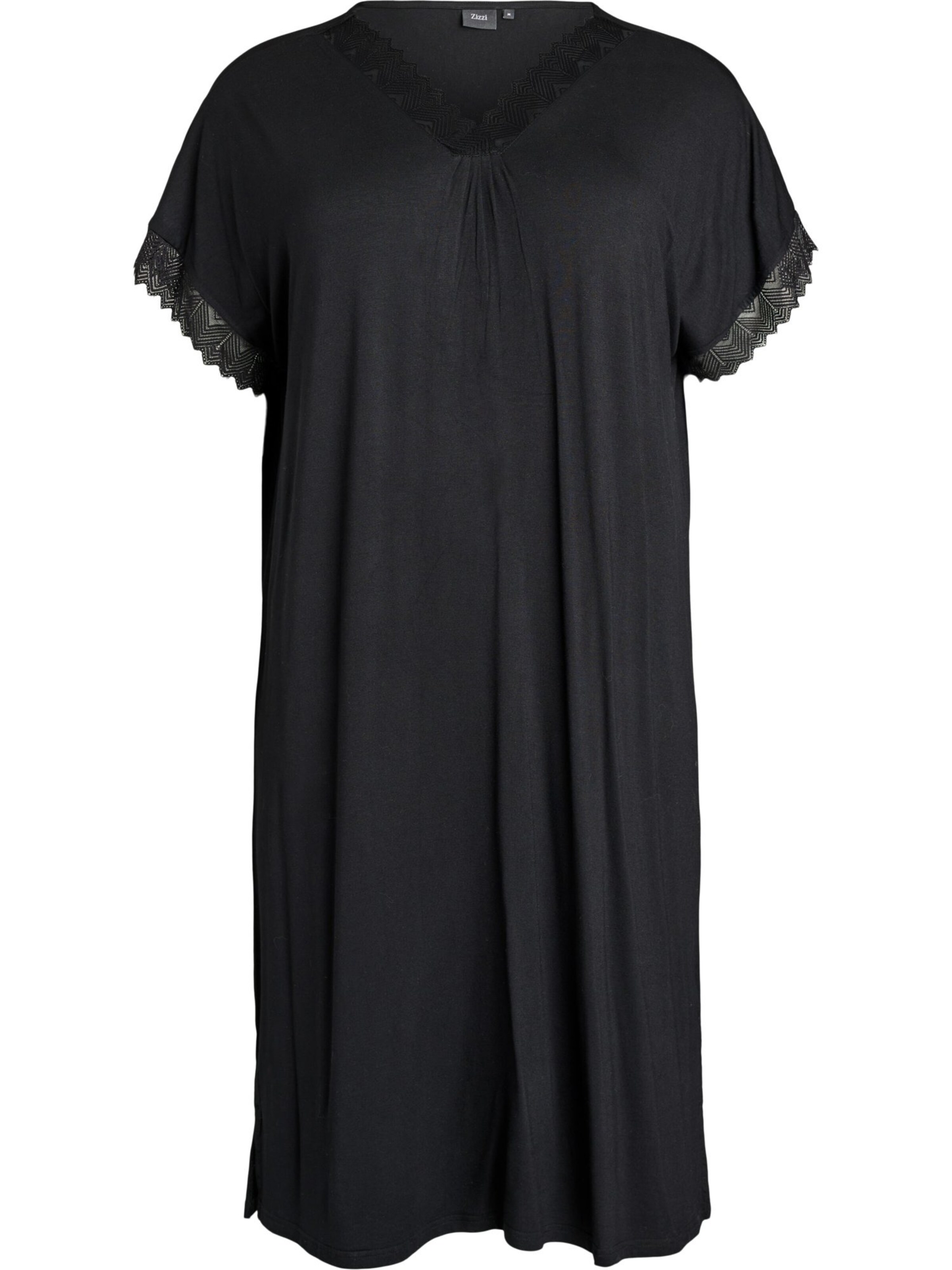 Camicia da notte 'Mhali' di Zizzi in nero: frontale