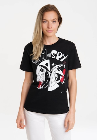 LOGOSHIRT Shirt 'Mad - Spy vs. Spy' in Black: front