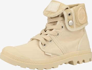 Palladium Lace-Up Ankle Boots 'Baggy' in Beige: front