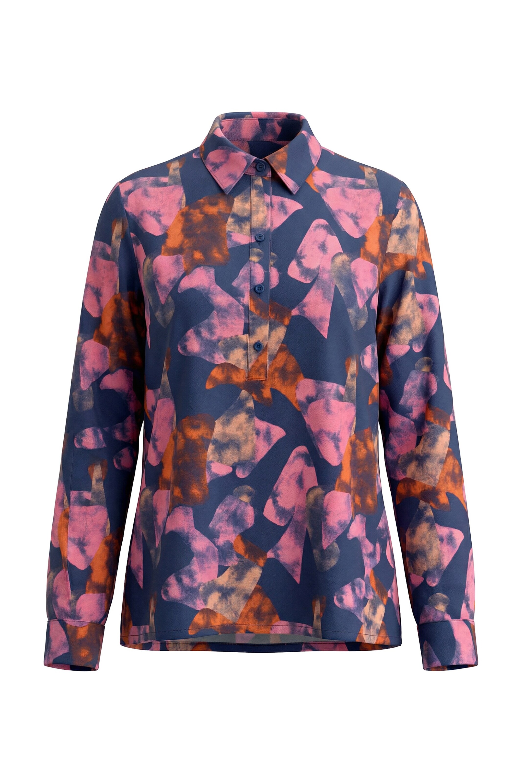 Ulla Popken Blouse in marine blue / Orange / Dusky pink, Item view