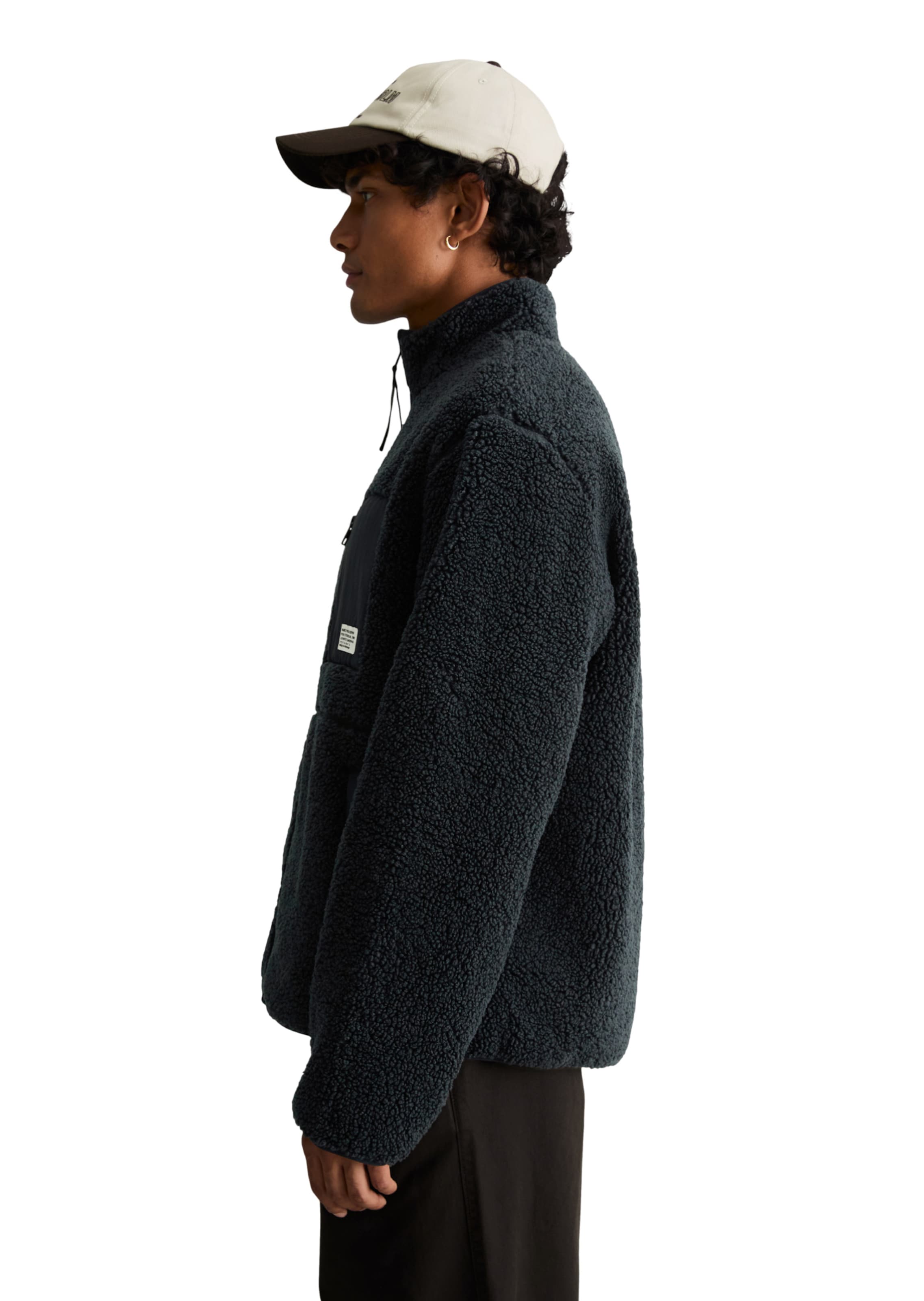 Marc O'Polo DENIM Fleece jas in Blauw: zijkant