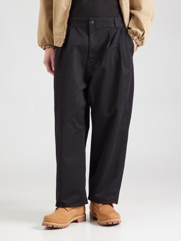Carhartt WIP Loosefit Bandplooibroek 'Marv' in Zwart: voorkant