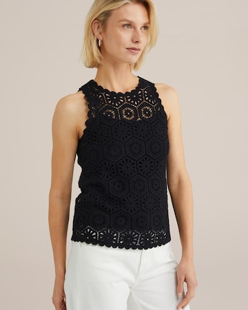 WE Fashion Top z naramnicami | črna barva: sprednja stran