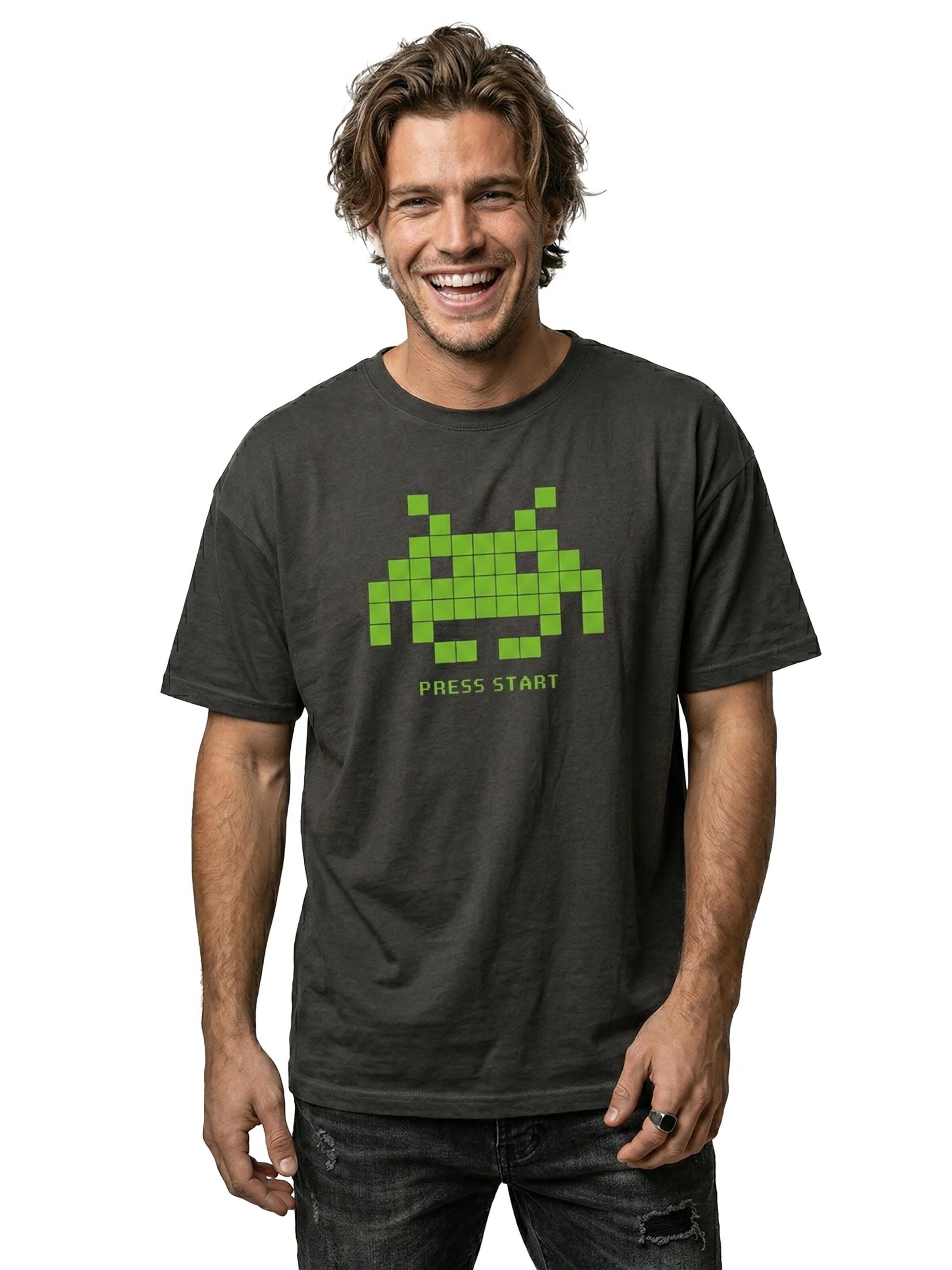 MAKAYA Shirt 'Press Start Invader'‌ in Schwarz