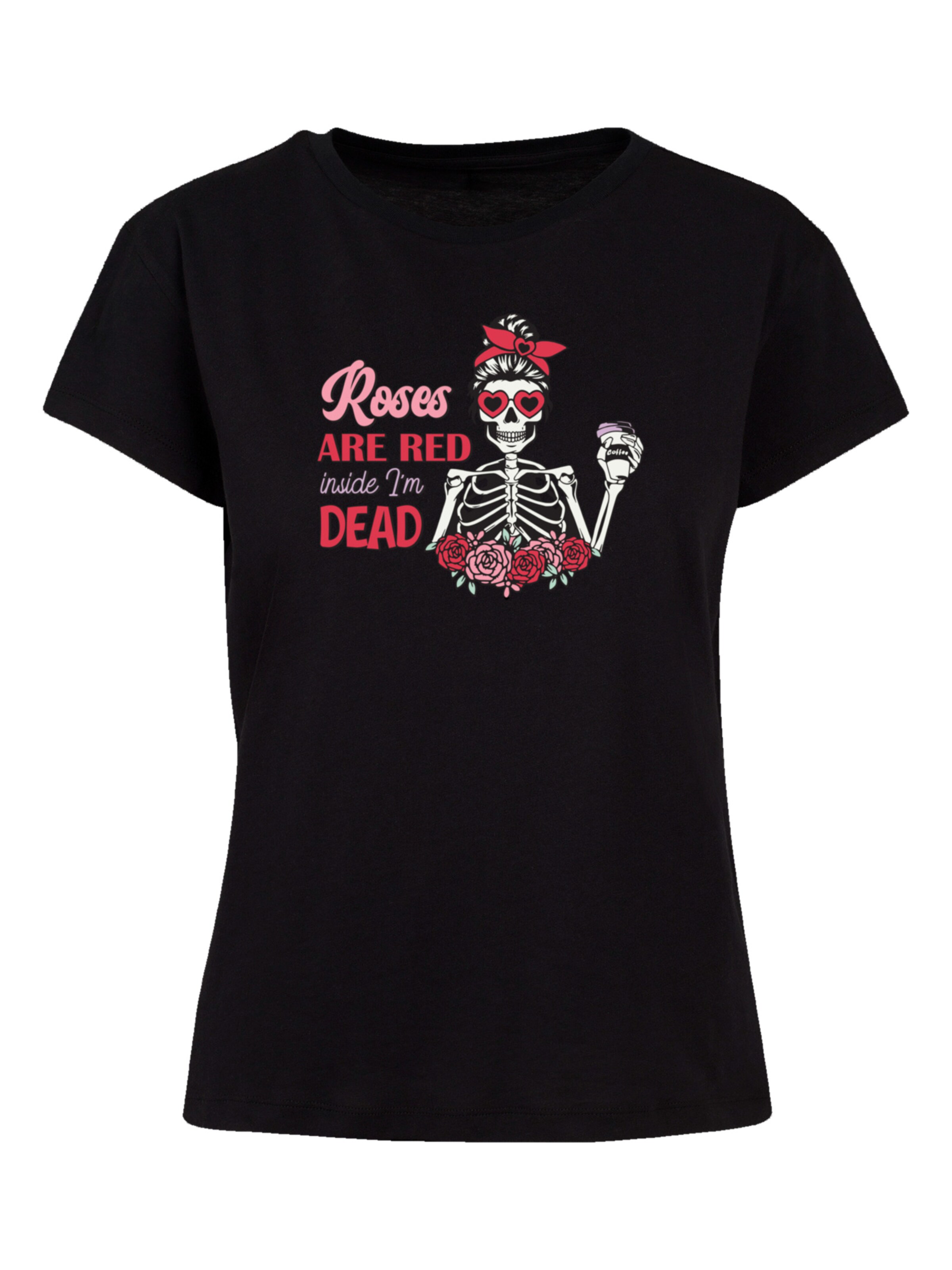 F4NT4STIC T-Shirt 'Anti Valentinstag Roses are red' in Schwarz: Vorderseite