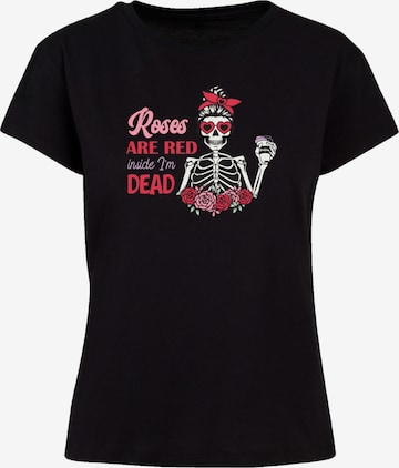 F4NT4STIC T-Shirt 'Anti Valentinstag Roses are red' in Schwarz: Vorderseite