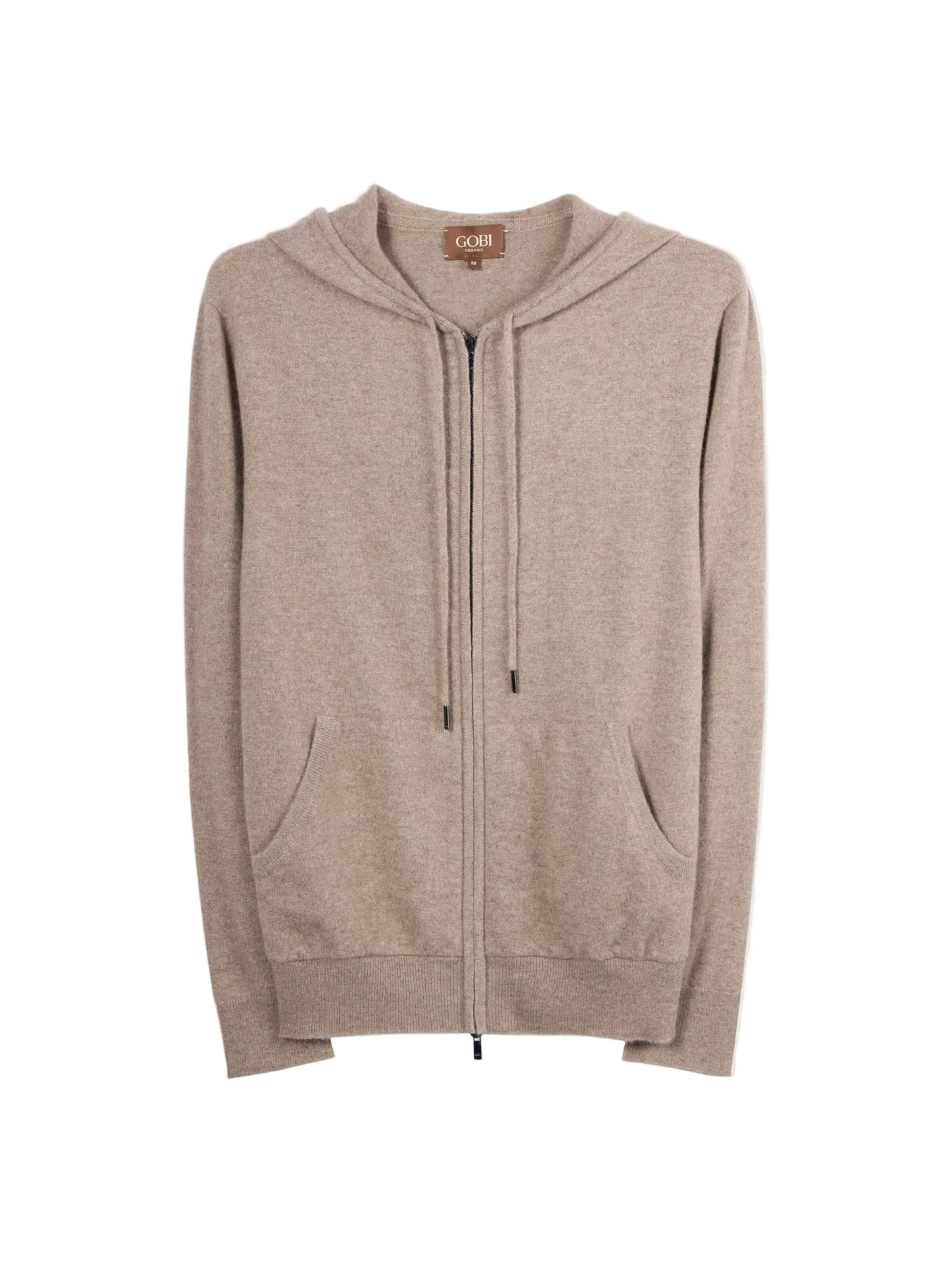GOBI Cashmere Gebreid vest 'Men's Zip-Up Cashmere Hoodie' in Grijs: voorkant
