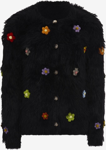 melns IZIA Adīta jaka: no priekšpuses