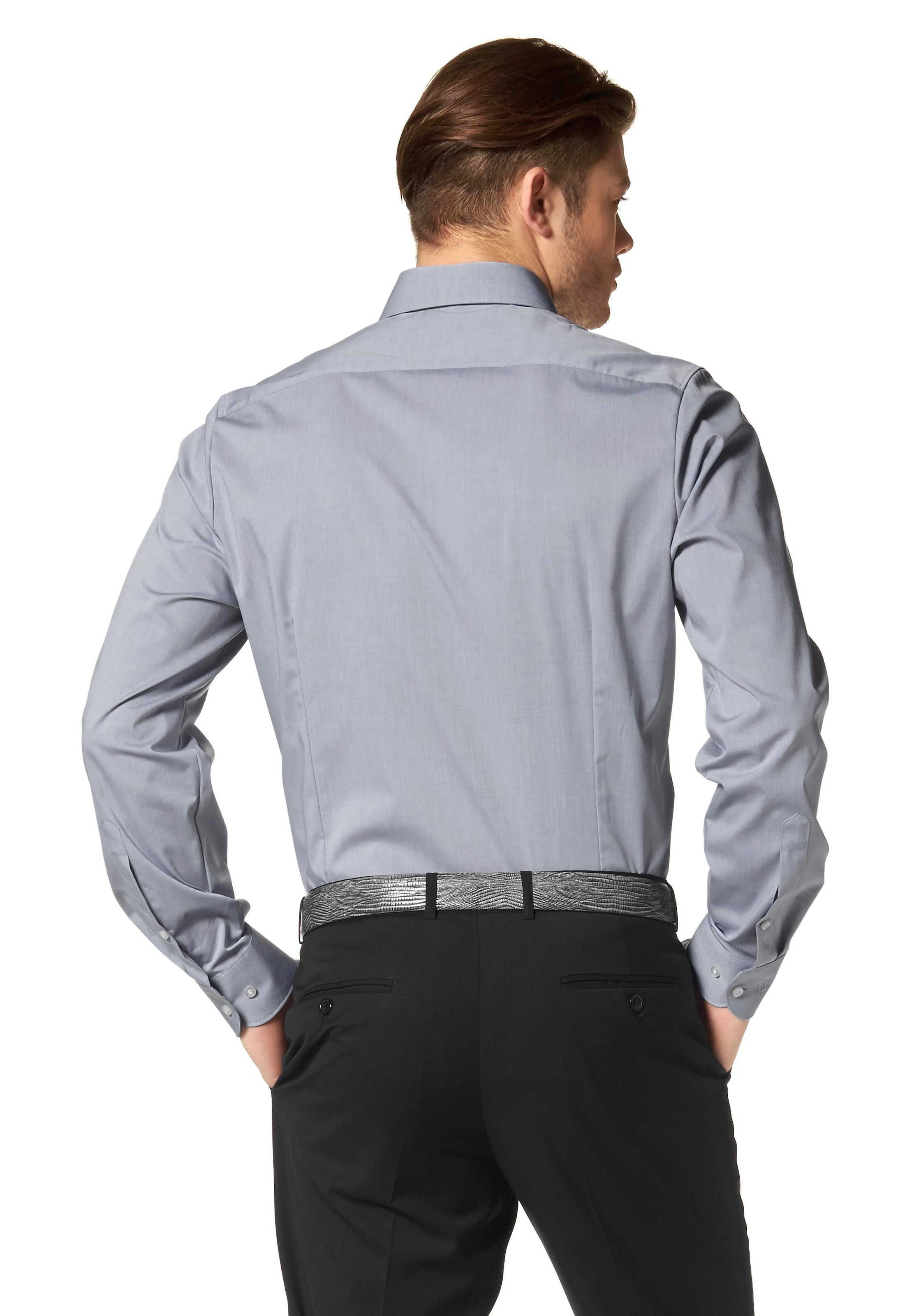 OLYMP Slim fit Business Shirt 'Level 5' in Grey