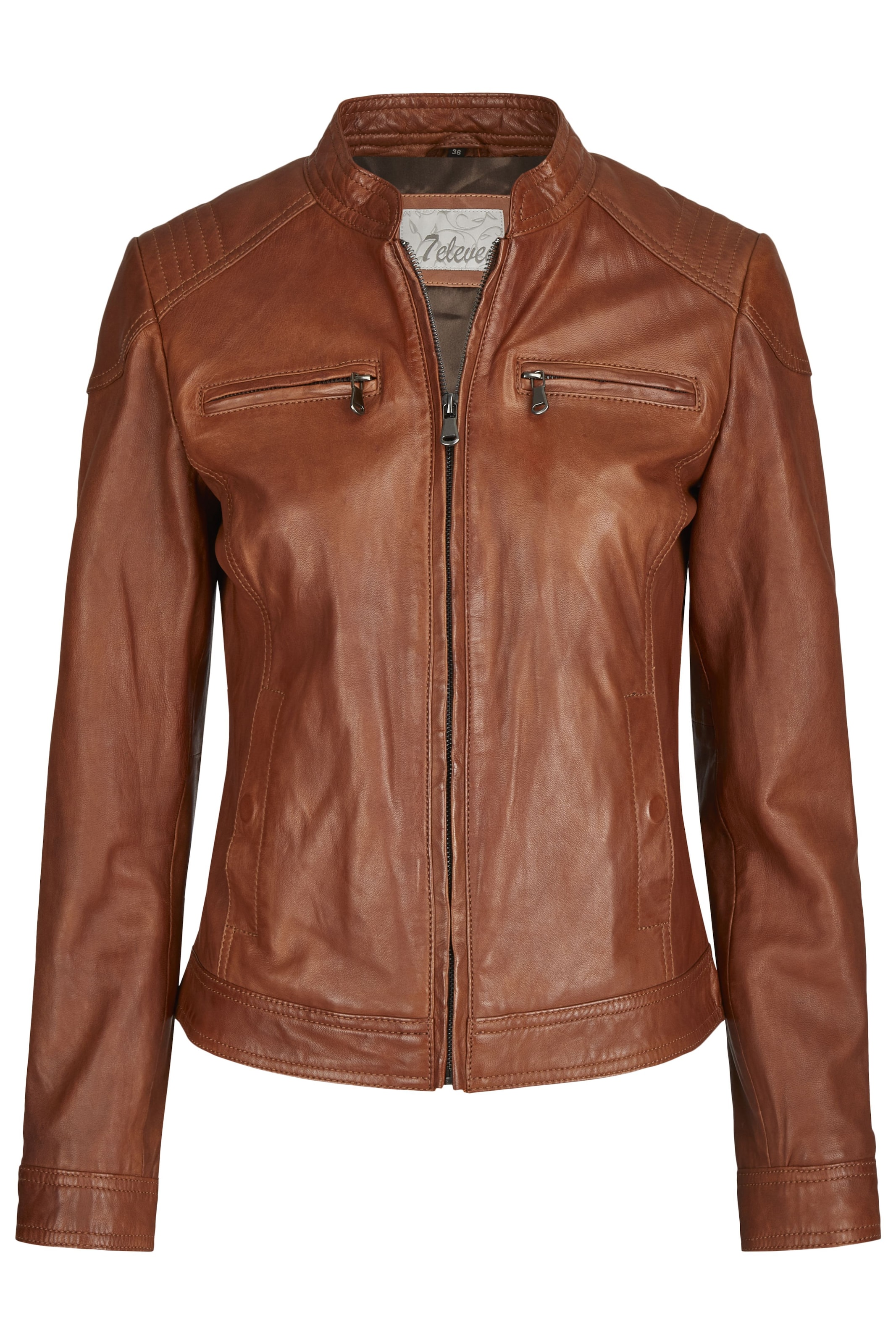 7ELEVEN Lederjacke 'SEGreta' in rostbraun, Produktansicht