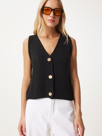 Happiness İstanbul Gebreide bodywarmer in Zwart: voorkant