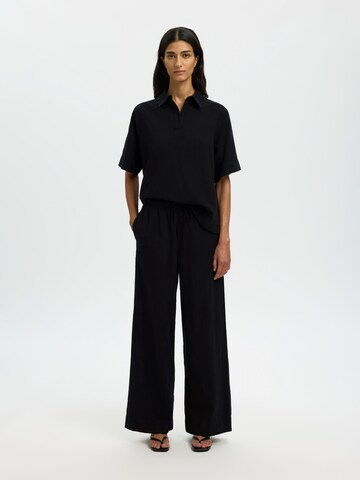 SELECTED Wide leg Pants 'SLFLUISA' in Black