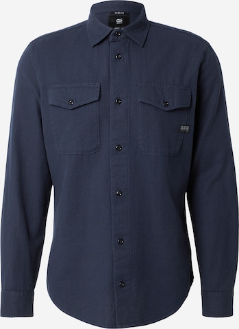 G-STAR Slim Fit Skjorte 'Marine' i blå: forside