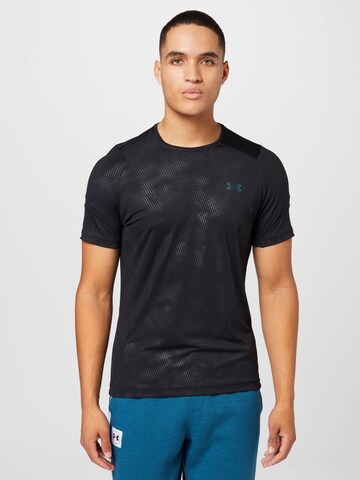 T-Shirt fonctionnel 'Rush Emboss' UNDER ARMOUR en noir : devant