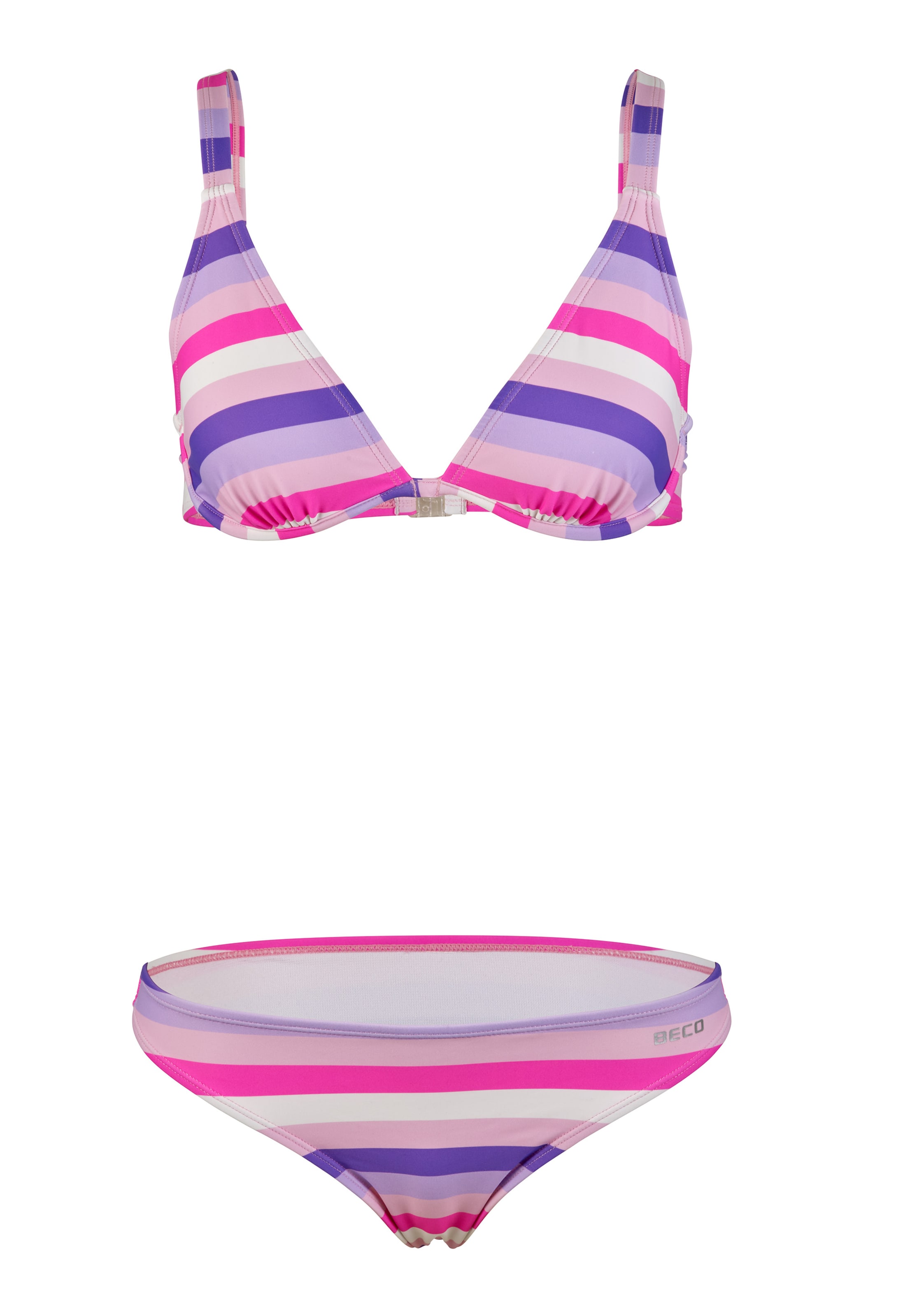 BECO the world of aquasports Bustier Bikini 'Fresh Stripes' in Pink: Vorderseite
