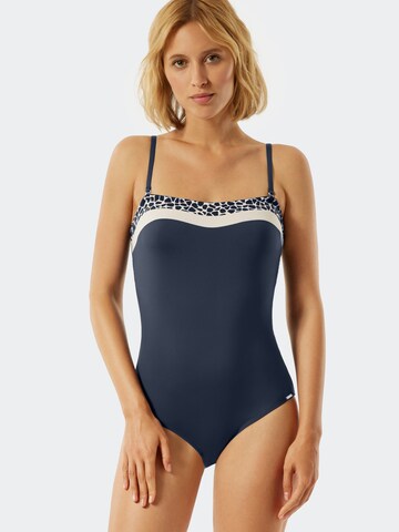 SCHIESSER Bandeau Swimsuit ' Aqua Californian Dream ' in Blue: front