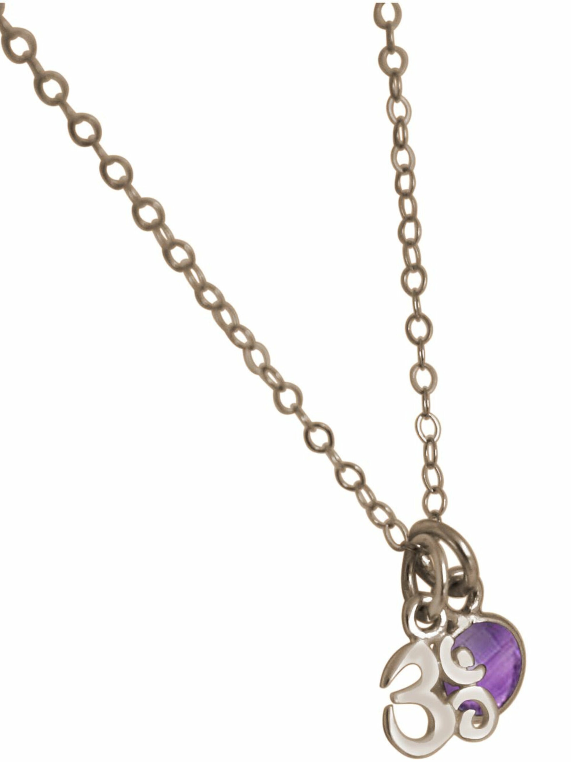 Gemshine Necklace 'Yoga Meditation Ohm' in Silver