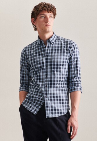 SEIDENSTICKER Regular fit Button Up Shirt 'Schwarze Rose' in Blue