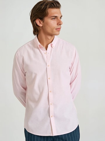 Funky Buddha Regular fit Overhemd in Roze: voorkant
