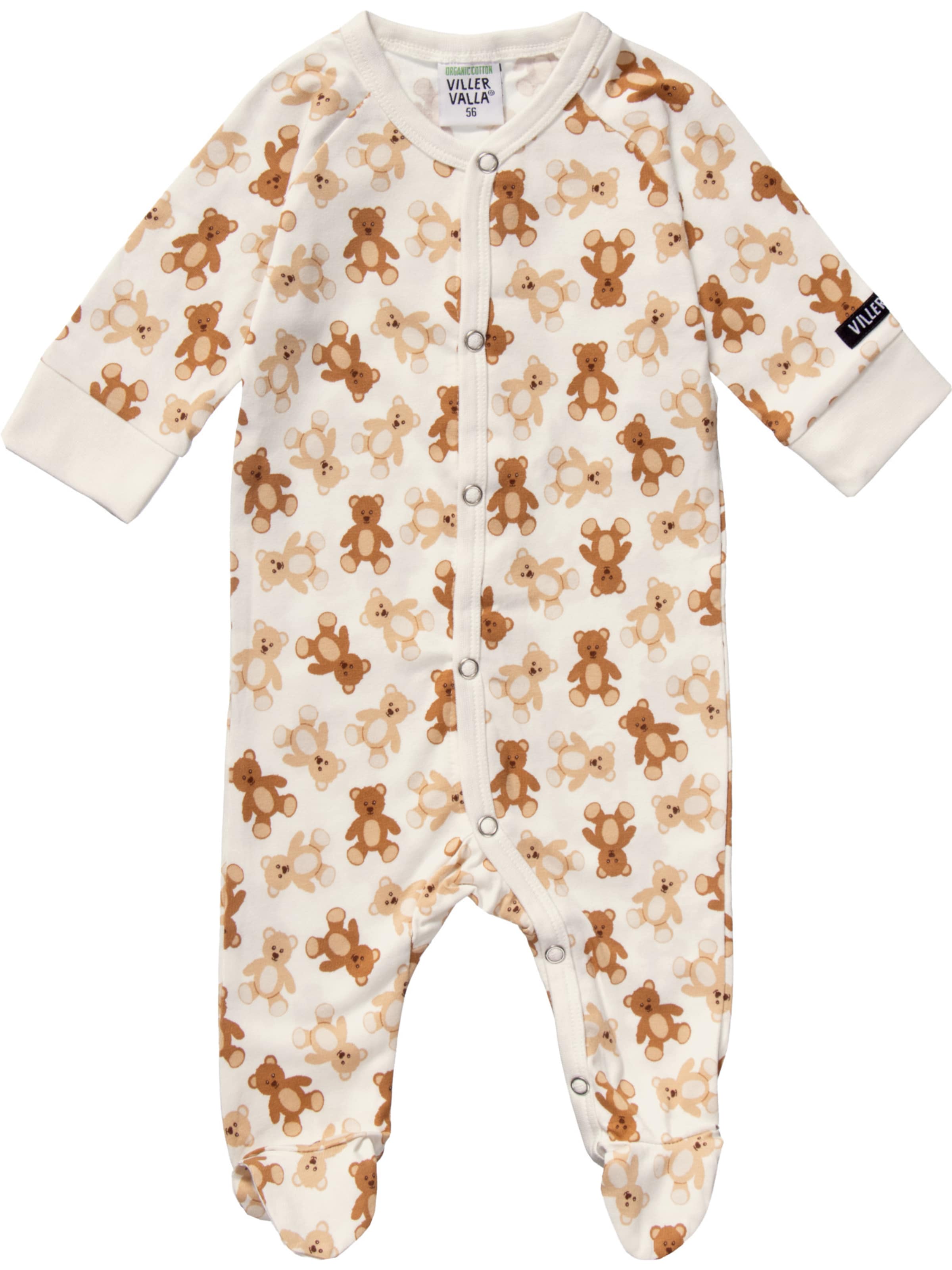 Villervalla Strampler 'Teddy' in Weiß: Vorderseite