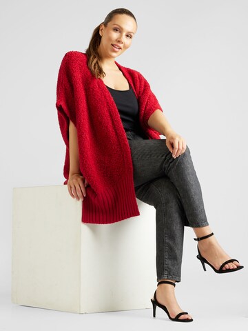 Persona by Marina Rinaldi - Casaco de malha oversized 'SUD' em vermelho