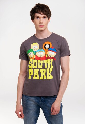 LOGOSHIRT Shirt 'South Park - Fünf Freunde' in Grey: front