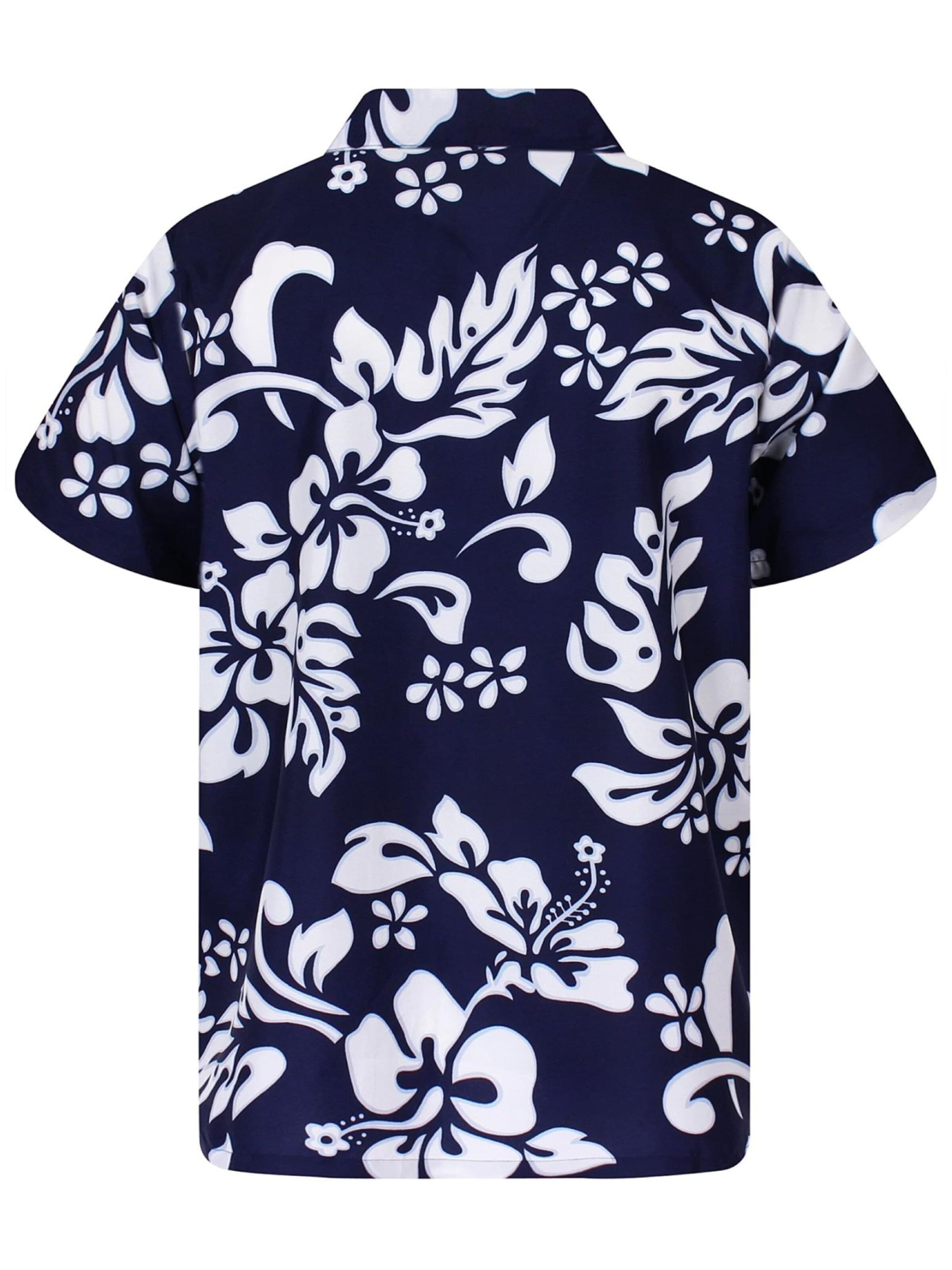 King Kameha Shirt 'Hibiscus' in Blauw