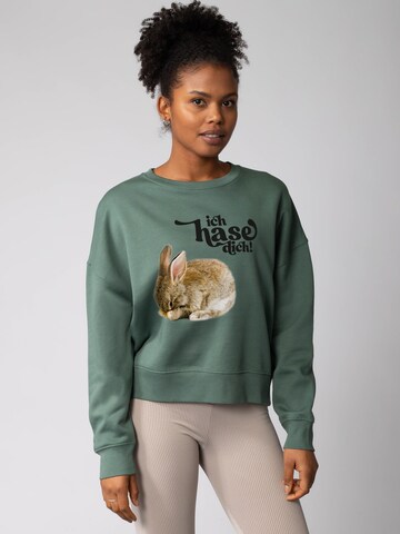Sweat-shirt 'Ich hase dich! ' Watapparel en vert : devant