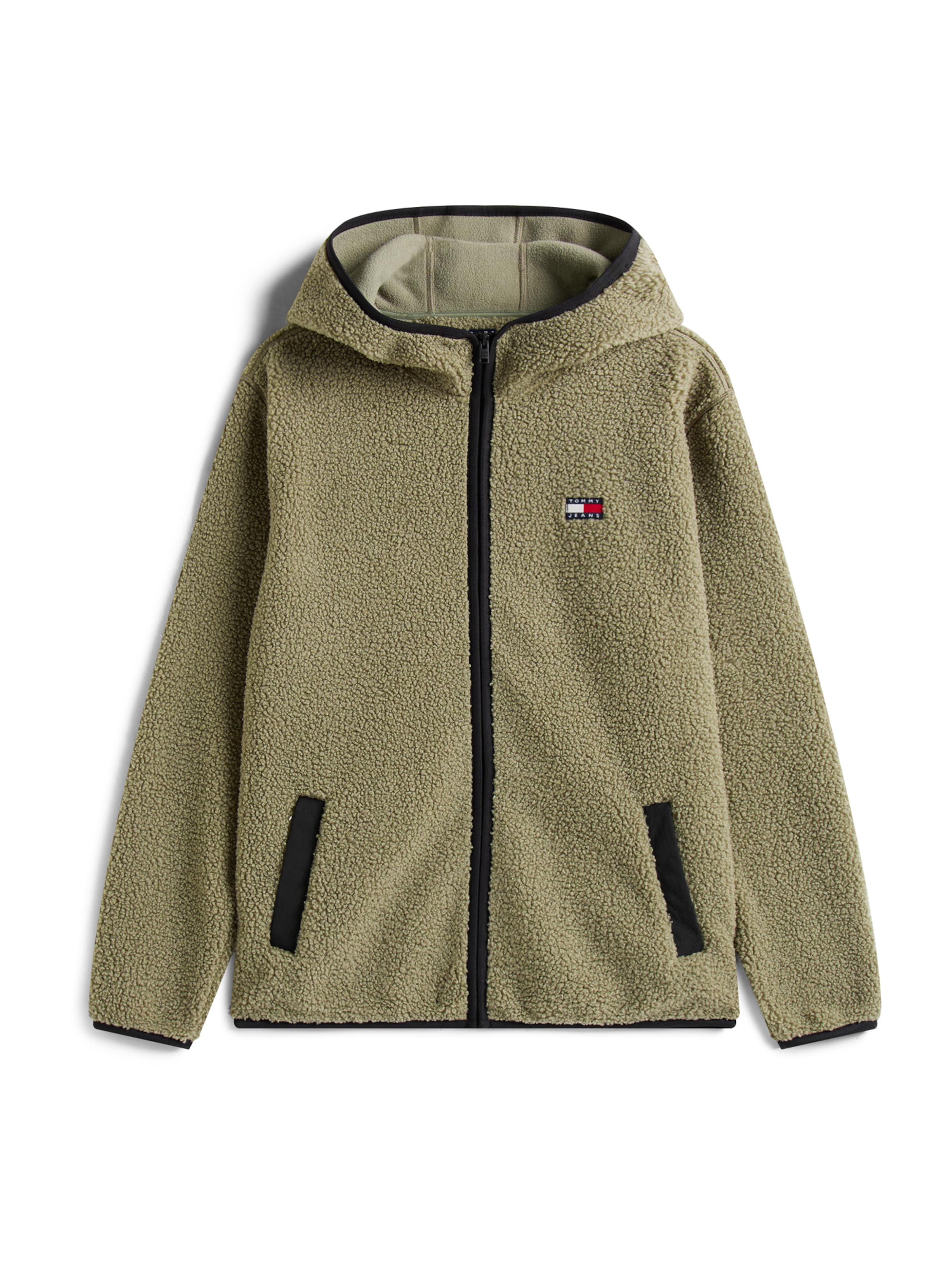 Jachetă  fleece de la Tommy Jeans pe verde: față