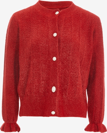 NALLY Knit Cardigan in Red: front