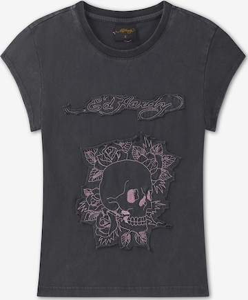 Ed Hardy Paita 'Blumen-Totenkopf' värissä harmaa: etupuoli